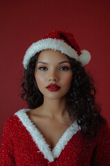 Young beautiful beauty Christmas dress on white background, Christmas beauty wallpaper