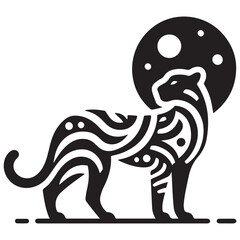 A Minimalist Leopard Standing and Looking forward Silhouette Illustration 