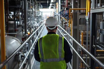 Fototapeta premium Dedicated Engineer Conducting Site Assessment at Treatment Facility