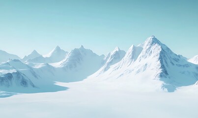Obraz premium A serene snowy mountain landscape under a clear blue sky.