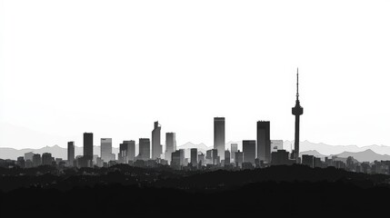 Obraz premium Seoul Skyline. City Landscape of Korean Capital with Tower and Buildings