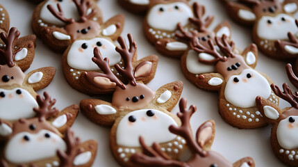 Obraz premium christmas cookies, Gingerbread christmas snowflake star santa man tree cookie biscuit. Many assorted different design. 