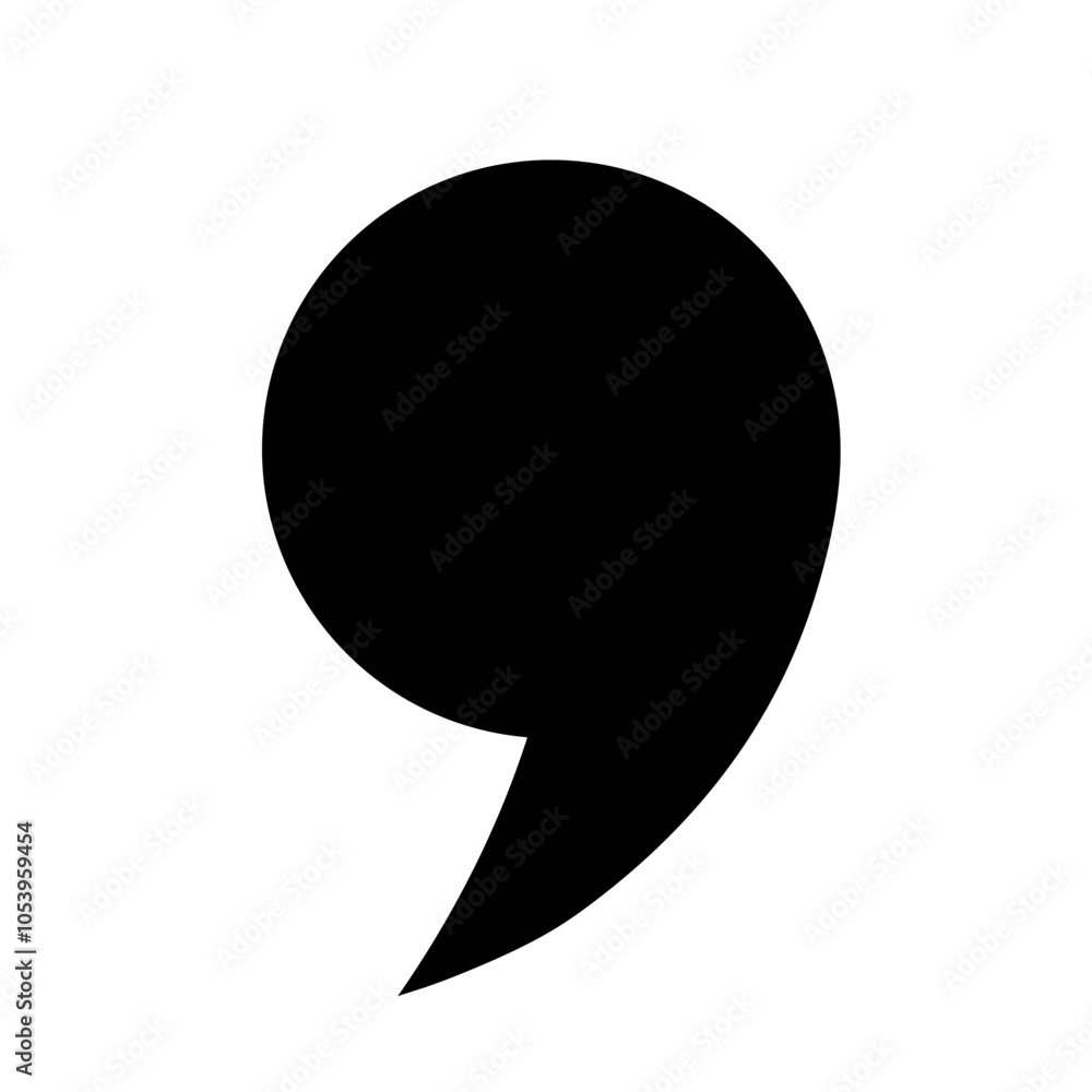 Fototapete vector icon with a round comma, quotation marks on a white background. the speech bubble icon. flat 