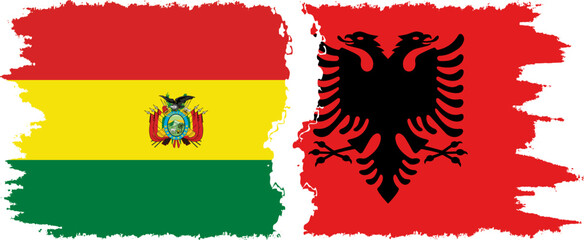 Albania and Bolivia grunge flags connection, vector