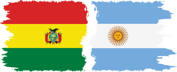 Argentina and Bolivia grunge flags connection, vector