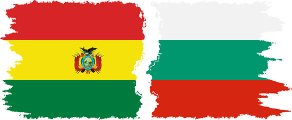 Bulgaria and Bolivia grunge flags connection, vector