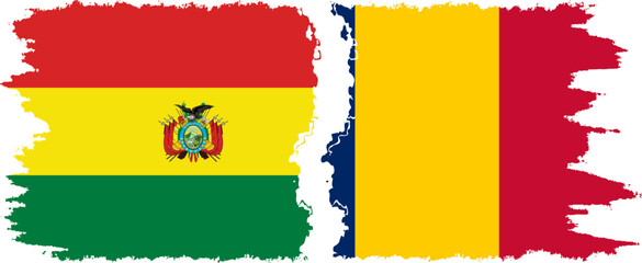Chad and Bolivia grunge flags connection, vector