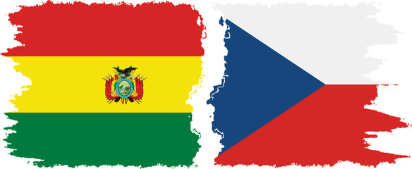 Fototapeta premium Czech and Bolivia grunge flags connection, vector