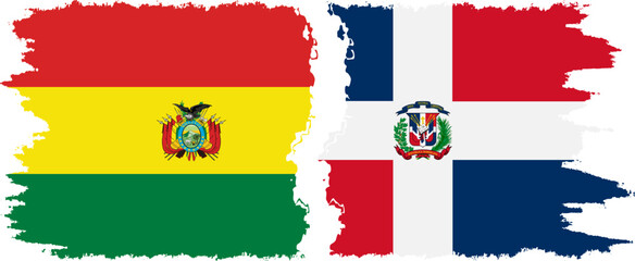 Dominican Republic and Bolivia grunge flags connection, vector