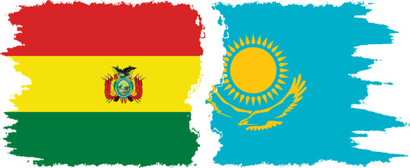 Obraz premium Kazakhstan and Bolivia grunge flags connection, vector
