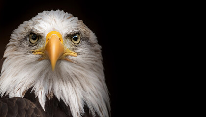 Obraz premium Bald eagle looking straight into the lens close-up