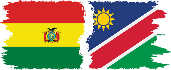 Namibia and Bolivia grunge flags connection, vector