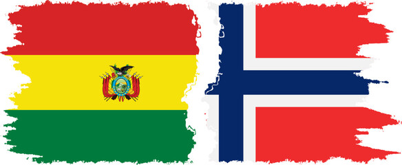 Obraz premium Norway and Bolivia grunge flags connection, vector