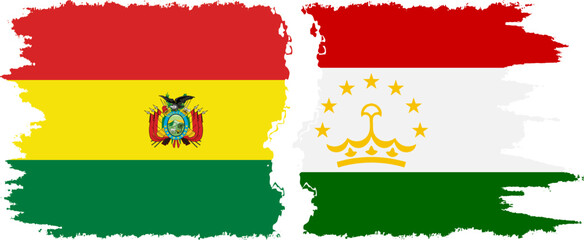 Obraz premium Tajikistan and Bolivia grunge flags connection, vector