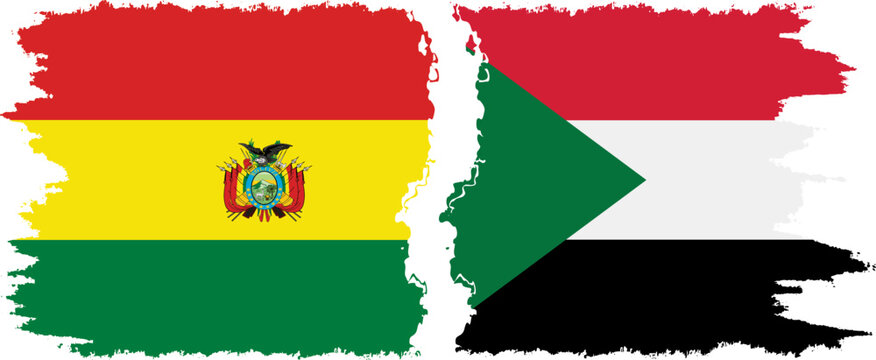 Sudan and Bolivia grunge flags connection, vector