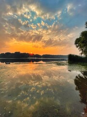 sunset over the lake