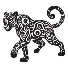 Leopard Running Infont  Silhouette Illustration 