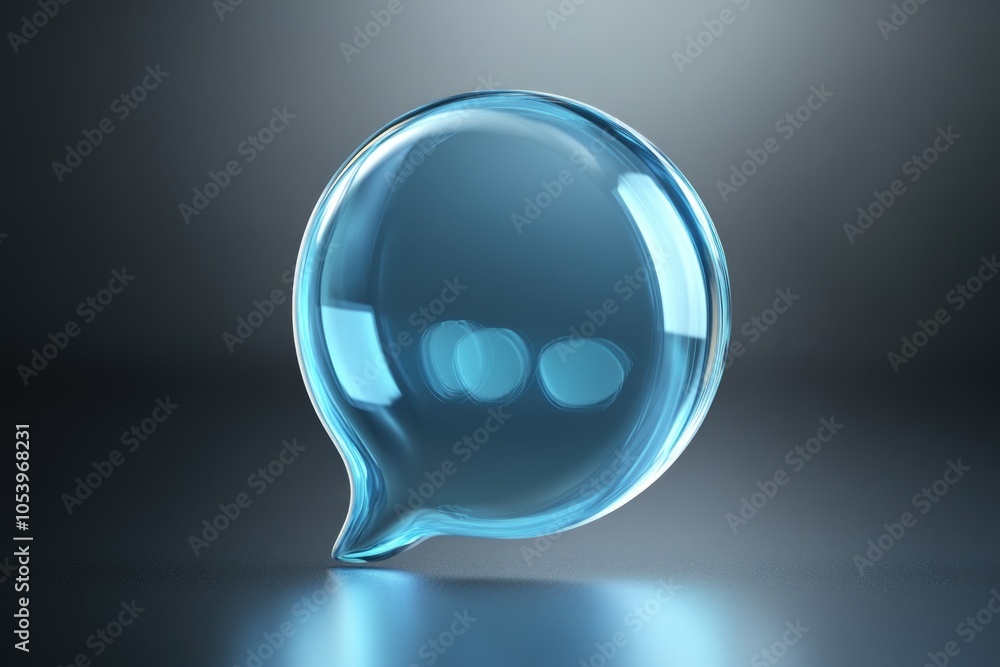 Poster blue bubble with three dots in the middle. the bubble is a symbol for a chat or conversation