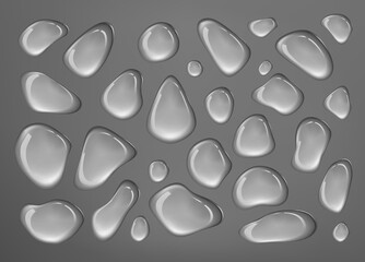 Glossy water droplets pattern on a dark gray background