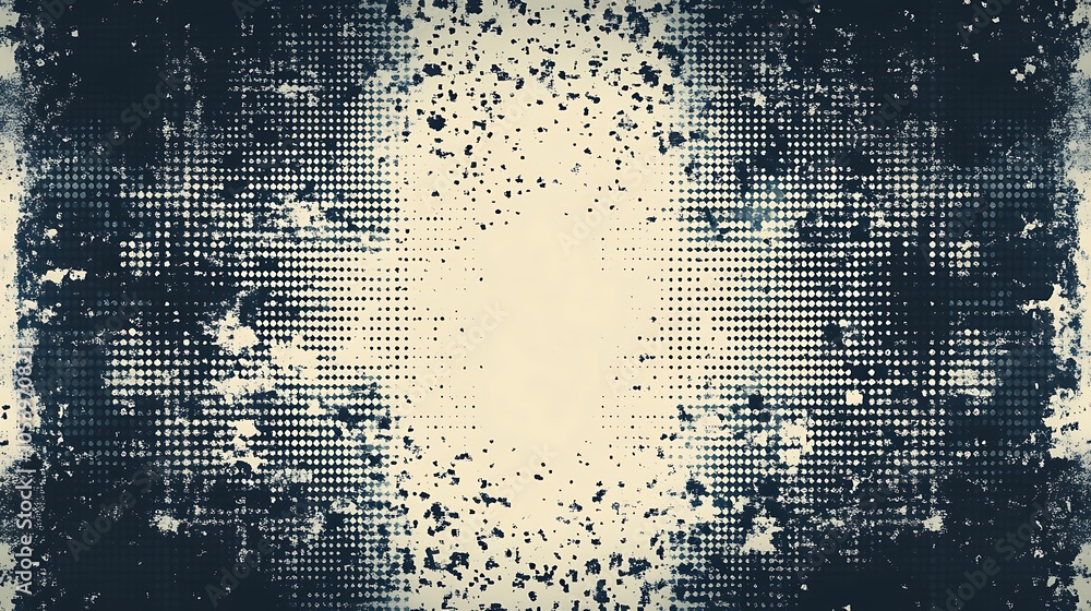 Poster Abstract background with dark blue and white pixelated pattern.