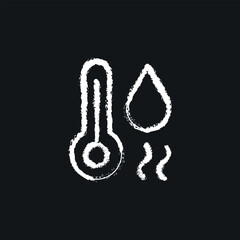 Temperature and humidity chalk icon. Thin line customizable illustration. Contour symbol. Vector isolated outline drawing.