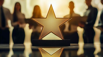 Golden star trophy symbolizes excellence and recognition among employees.
