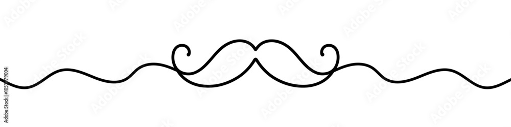 Poster continuous black thin line is forming a mustache like shape, creating an elegant vintage looking div