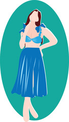 Woman in boho outfit. Modern boho collection with boho outfits for clothes design. Summer style. Elegant, modern style.