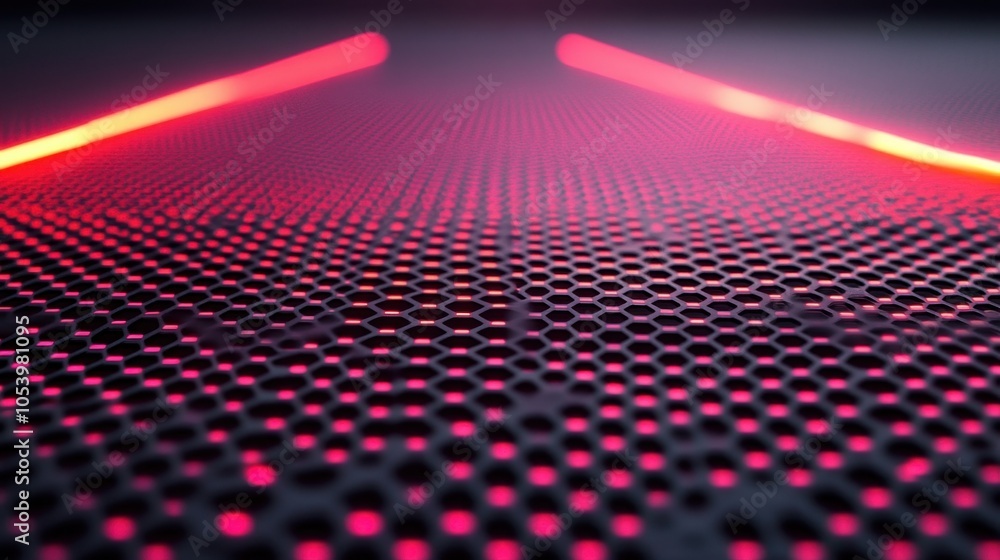 Poster intricate patterns of glowing red lines dance over a textured surface in a futuristic abstract art p