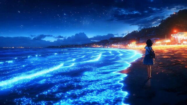 Beautiful beach at night