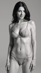 Naklejka premium Light gray lingerie set bra panties with high details