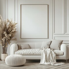 White couch in a modern living room.