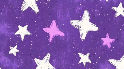 Obraz premium White Stars on Purple Background, Abstract Image, Texture, Pattern Background, Wallpaper, Cover and Screen for Smartphone, PC, Laptop, 9:16 and 16:9 Format