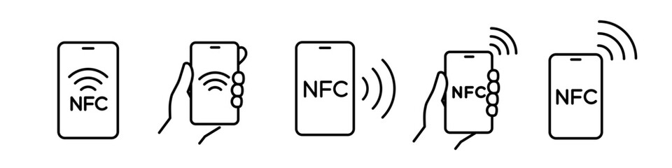 Nfc icon set. Nfc payment.
