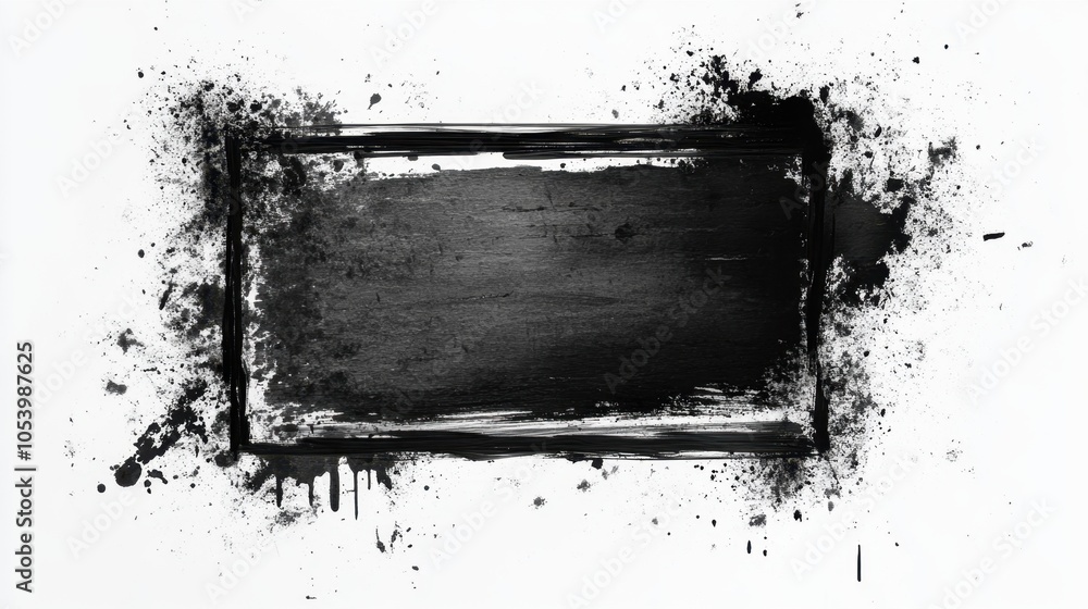 Aufkleber a dramatic charcoal design featuring an empty rectangular canvas on a stark white background, perfec