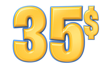 Number Percent Blue With Yellow 3D Render