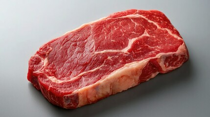 Obraz premium Fresh Beef Steak on Butcher's Surface Ready for Cooking