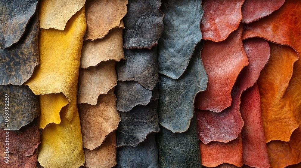 Aufkleber vibrant collection of leather hides in various colors displayed artfully in a workshop setting of a 