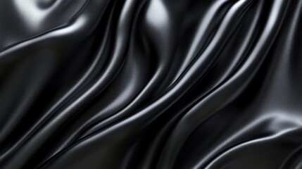 Obraz premium Sleek black fabric flows gracefully, capturing light and shadows in an elegant dance of texture and form