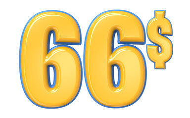 Number Percent Blue With Yellow 3D Render