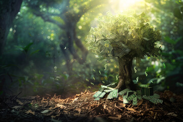 Obraz premium Money Tree in a Forest