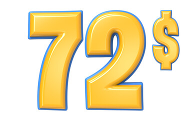 Number Percent Blue With Yellow 3D Render