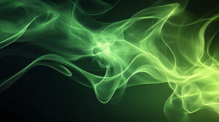 Fototapeta premium Abstract Green Smoke Swirling and Flowing on a Black Background