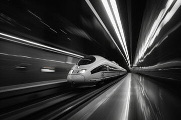 Obraz premium High-Speed Train on the Tracks A Modern Marvel of Transportation