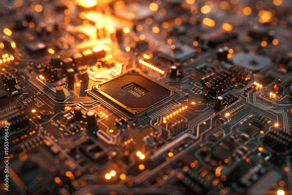 Poster close-up of a circuit board with a cpu