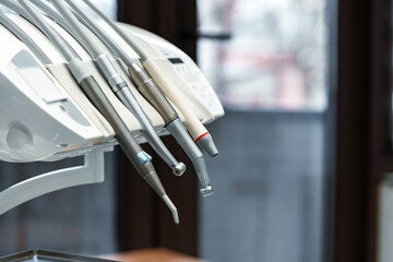 Dental equipment setup in a modern clinic with tools