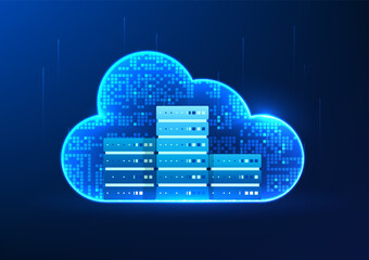 Cloud technology connected to servers shows the connection of storage space to servers, which can be accessed through the Internet network. It has a high security system.