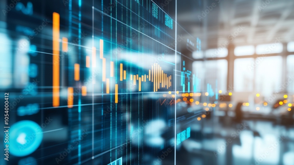 Aufkleber modern financial data visualization in office setting