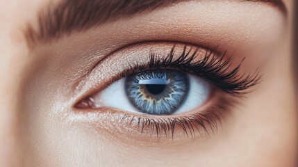 Obraz premium Close-Up of a Beautiful Human Eye with Blue Iris