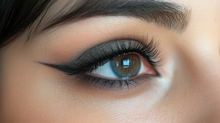 Fototapeta premium Elegant close-up of woman's eye with stunning makeup